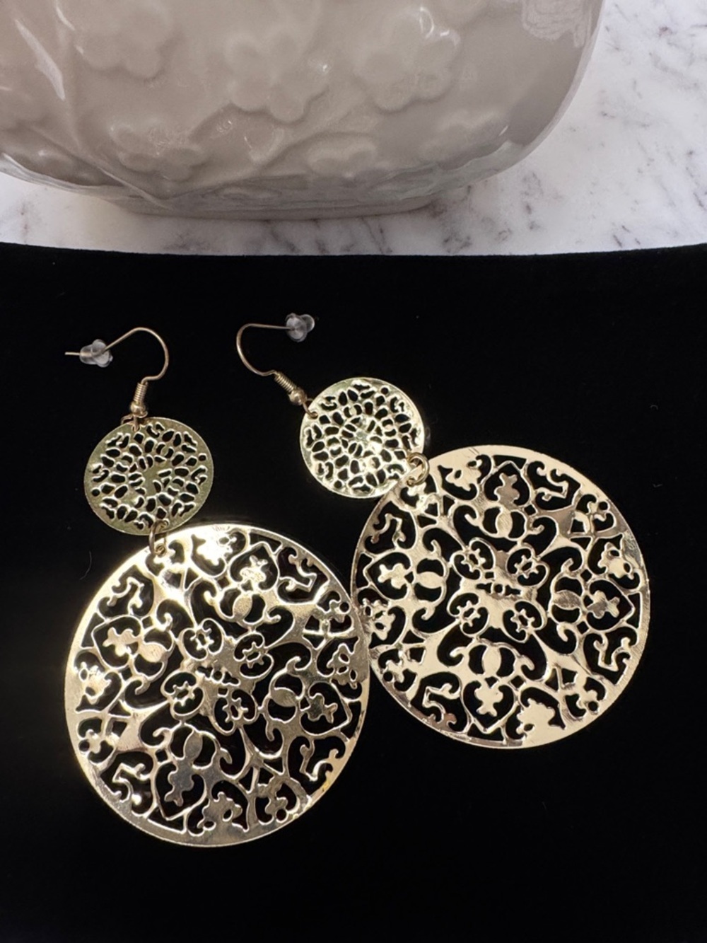 Gold Filigree Double-Drop Earrings - Elegant Women's Jewelry